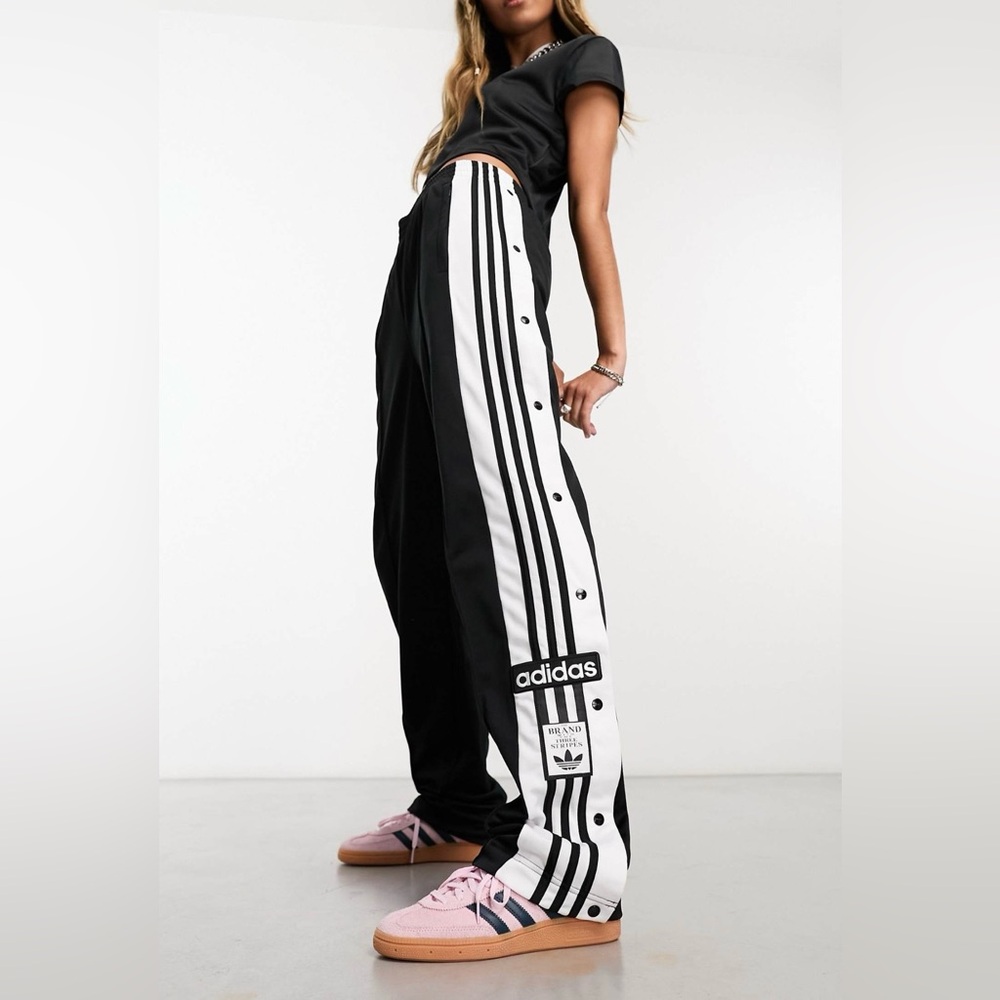 adidas Black & White Snap-Front Track Pants